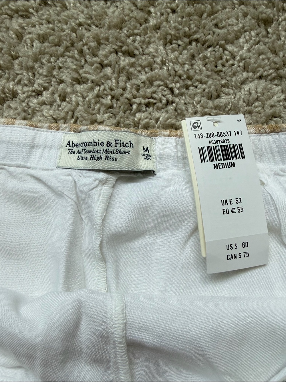 Abercrombie & Fitch Beige Gingham Linen-Blend Mini Skort Medium NWT - Picture 9 of 10